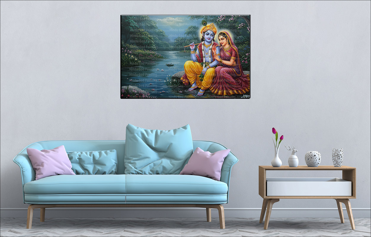 Radha Krishna Riverside Canvas Radha Krishna Riverside Canvas - Image 2
