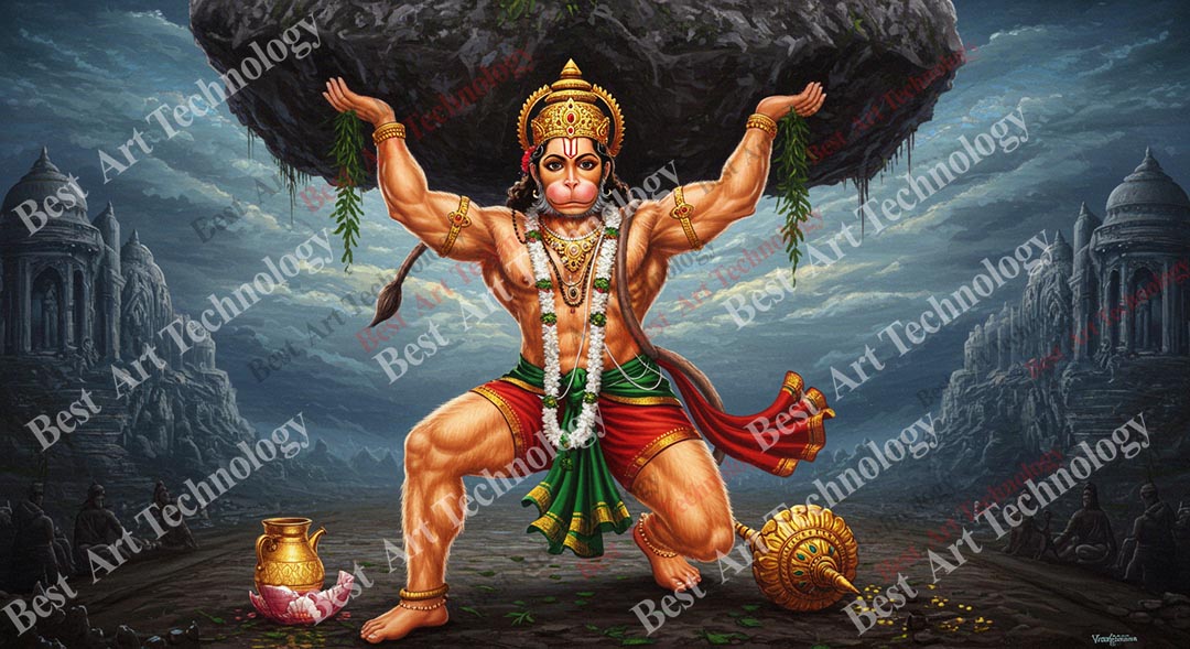Hanuman Lifting Boulder Canvas Hanuman Lifting Boulder Canvas - Image 2