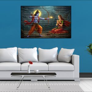 Rama Aiming Arrow Marichi Canvas | Rama | Hindu God | Spiritual Art | Home Decor | Single Panel Canvas Nepal | Custom Canvas Print Nepal | Wall Painting | wall art nepal | Wallpaper Nepal | Stunning Mural print