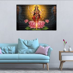 Durga Lotus Figures Canvas | Durga | Hindu Goddess | Spiritual Art | Home Decor | Single Panel Canvas Nepal | Custom Canvas Print Nepal | Wall Painting | wall art nepal | Wallpaper Nepal | Stunning Mural print