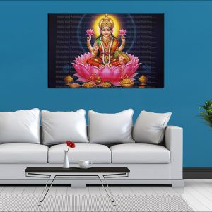 Lakshmi Vibrant Lotus Canvas | Lakshmi | Hindu Goddess | Spiritual Art | Home Decor | Single Panel Canvas Nepal | Custom Canvas Print Nepal | Wall Painting | wall art nepal | Wallpaper Nepal | Stunning Mural print