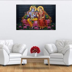 Radha Krishna Lotus Flute Canvas | Radha | Krishna | Hindu Gods | Spiritual Art | Home Decor | Single Panel Canvas Nepal | Custom Canvas Print Nepal | Wall Painting | wall art nepal | Wallpaper Nepal | Stunning Mural print