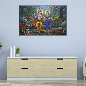 Radha Krishna Garden Flute Canvas | Radha | Krishna | Hindu Gods | Spiritual Art | Home Decor | Single Panel Canvas Nepal | Custom Canvas Print Nepal | Wall Painting | wall art nepal | Wallpaper Nepal | Stunning Mural print