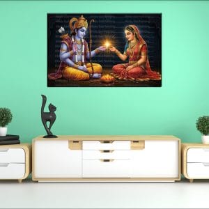 Divine Light Rama Sita Canvas | Rama | Sita | Hindu Gods | Spiritual Art | Home Decor | Single Panel Canvas Nepal | Custom Canvas Print Nepal | Wall Painting | wall art nepal | Wallpaper Nepal | Stunning Mural print