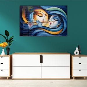 Modern Flowing Radha Krishna Canvas | Radha | Krishna | Hindu Gods | Spiritual Art | Home Decor | Single Panel Canvas Nepal | Custom Canvas Print Nepal | Wall Painting | wall art nepal | Wallpaper Nepal | Stunning Mural print