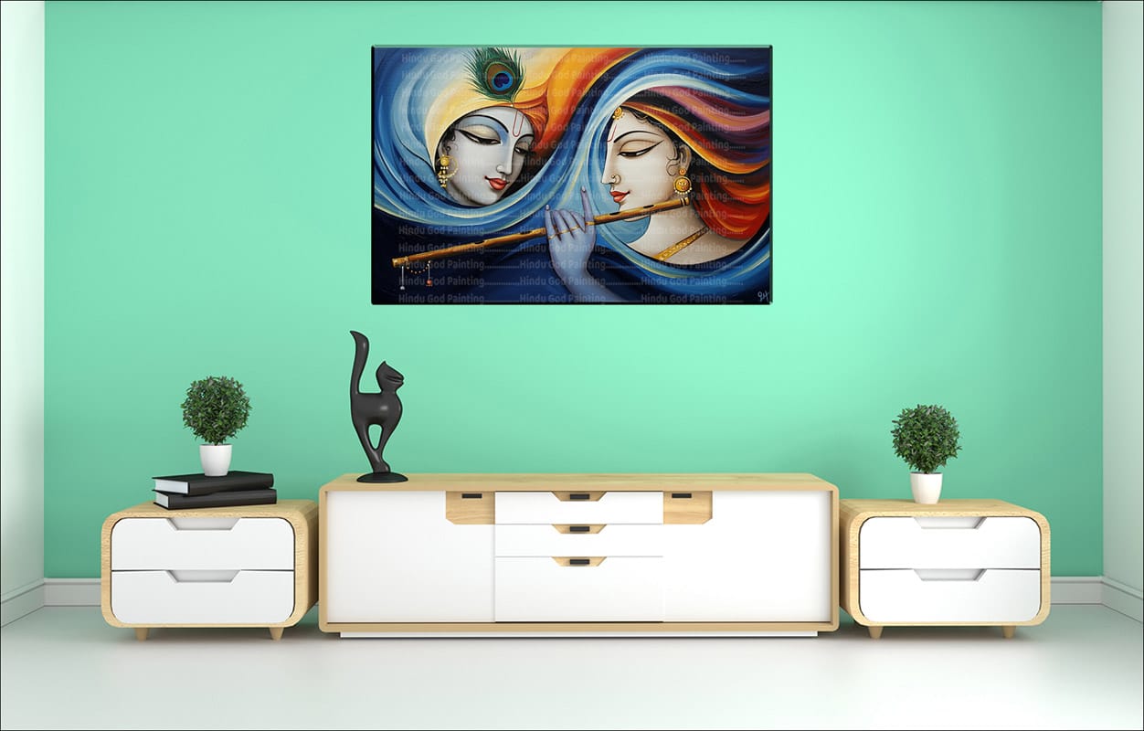 Flowing Radha Krishna Flute Canvas Flowing Radha Krishna Flute Canvas | Radha | Krishna | Hindu Gods | Spiritual Art | Home Decor | Single Panel Canvas Nepal | Custom Canvas Print Nepal | Wall Painting | wall art nepal | Wallpaper Nepal | Stunning Mural print