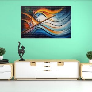 Abstract Flowing Krishna Flute Canvas | Radha | Krishna | Hindu Gods | Spiritual Art | Home Decor | Single Panel Canvas Nepal | Custom Canvas Print Nepal | Wall Painting | wall art nepal | Wallpaper Nepal | Stunning Mural print