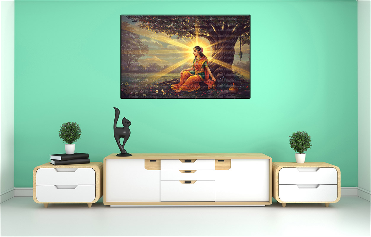 Sita Mata Sunlight Tree Canvas Sita Mata Sunlight Tree Canvas | Radha | Hindu Goddess | Spiritual Art | Home Decor | Single Panel Canvas Nepal | Custom Canvas Print Nepal | Wall Painting | wall art nepal | Wallpaper Nepal | Stunning Mural print