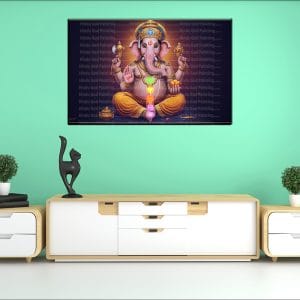 Vibrant Symbolic Ganesh Canvas | Ganesh | Hindu God | Spiritual Art | Home Decor | Single Panel Canvas