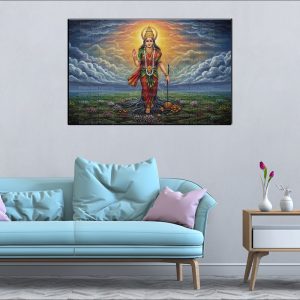 Lakshmi Lotus Landscape Canvas | Lakshmi | Hindu Goddess | Spiritual Art | Home Decor | Single Panel Canvas Nepal | Custom Canvas Print Nepal | Wall Painting | wall art nepal | Wallpaper Nepal | Stunning Mural print