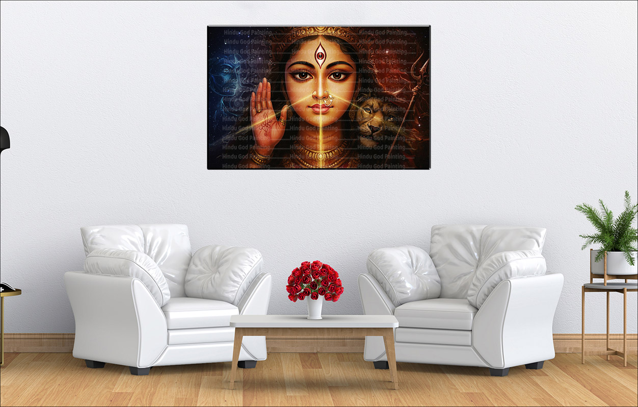 Durga Lion Portrait Canvas Durga Lion Portrait Canvas | Durga | Hindu Goddess | Spiritual Art | Home Decor | Single Panel Canvas Nepal | Custom Canvas Print Nepal | Wall Painting | wall art nepal | Wallpaper Nepal | Stunning Mural print