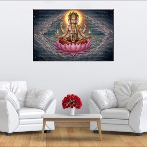 Vishnu Lakshmi Lotus Cloud Canvas | Vishnu | Lakshmi | Hindu Gods | Spiritual Art | Home Decor | Single Panel Canvas Nepal | Custom Canvas Print Nepal | Wall Painting | wall art nepal | Wallpaper Nepal | Stunning Mural print