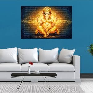 Radiant Golden Ganesh Canvas | Ganesh | Hindu God | Spiritual Art | Home Decor | Single Panel Canvas Nepal | Custom Canvas Print Nepal | Wall Painting | wall art nepal | Wallpaper Nepal | Stunning Mural print