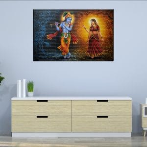 Radha Krishna Forest Flute Canvas | Radha | Krishna | Hindu Gods | Spiritual Art | Home Decor | Single Panel Canvas Nepal | Custom Canvas Print Nepal | Wall Painting | wall art nepal | Wallpaper Nepal | Stunning Mural print
