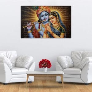 Radiant Radha Krishna Flute Canvas | Radha | Krishna | Hindu Gods | Spiritual Art | Home Decor | Single Panel Canvas Nepal | Custom Canvas Print Nepal | Wall Painting | wall art nepal | Wallpaper Nepal | Stunning Mural print
