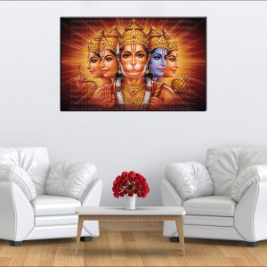 Panchmukhi Hanuman Faces Canvas | Hanuman | Hindu God | Spiritual Art | Home Decor | Single Panel Canvas Nepal | Custom Canvas Print Nepal | Wall Painting | wall art nepal | Wallpaper Nepal | Stunning Mural print