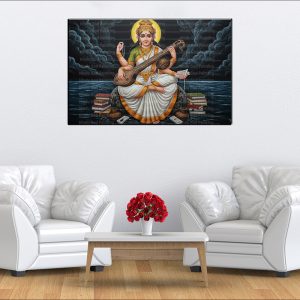 Goddess Saraswati Veena Canvas | Saraswati | Hindu Goddess | Spiritual Art | Home Decor | Single Panel Canvas Nepal | Custom Canvas Print Nepal | Wall Painting | wall art nepal | Wallpaper Nepal | Stunning Mural print