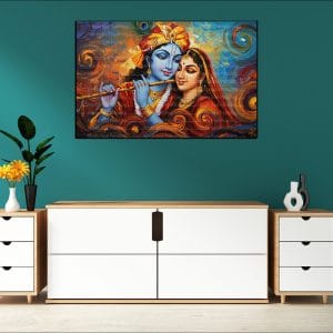 Radha Krishna Flute Canvas | Radha | Krishna | Hindu Gods | Spiritual Art | Home Decor | Single Panel Canvas Nepal | Custom Canvas Print Nepal | Wall Painting | wall art nepal | Wallpaper Nepal | Stunning Mural print