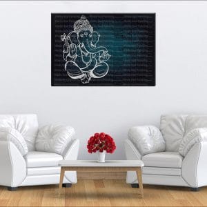 White Line Art Ganesh Canvas | Ganesh | Hindu God | Spiritual Art | Home Decor | Single Panel Canvas Nepal | Custom Canvas Print Nepal | Wall Painting | wall art nepal | Wallpaper Nepal | Stunning Mural print