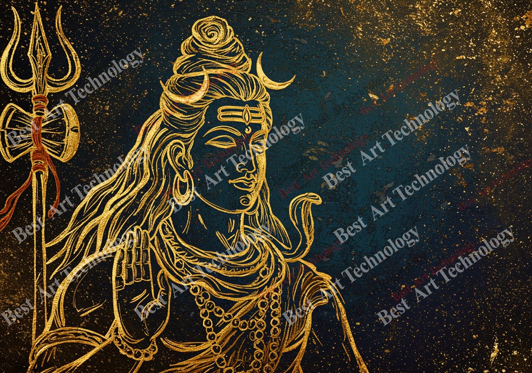 Golden Shiva Trishul Canvas Golden Shiva Trishul Canvas - Image 2