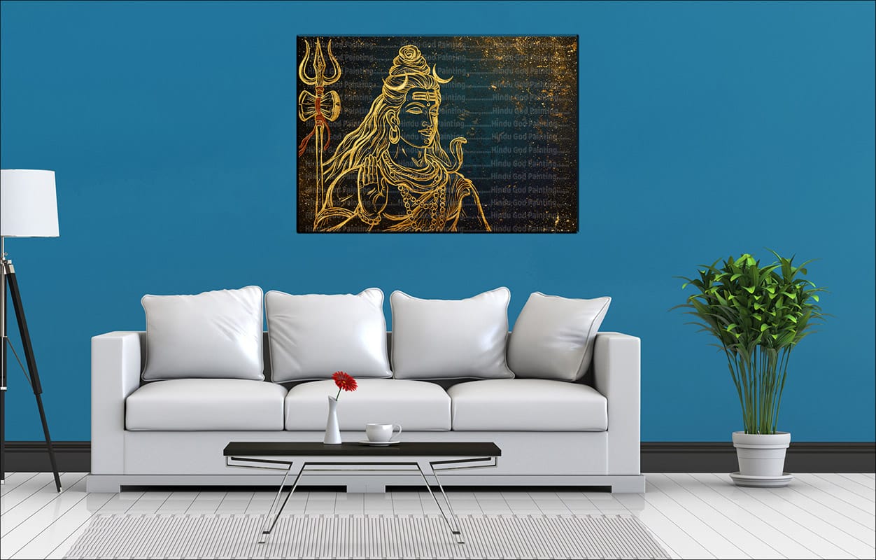 Golden Shiva Trishul Canvas Golden Shiva Trishul Canvas | Lord Shiva | Shiva with Trishul | Golden Art | Textured Canvas | Hindu God | Spiritual Art | Home Decor | Single Panel Canvas Nepal | Custom Canvas Print Nepal | Wall Painting | wall art nepal