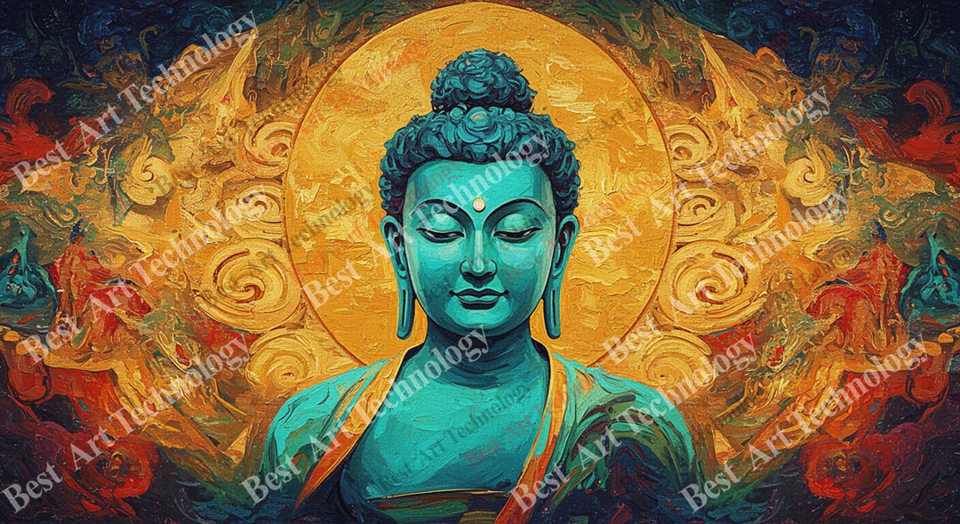 Blue Buddha Golden Aura Canvas Blue Buddha Golden Aura Canvas - Image 2