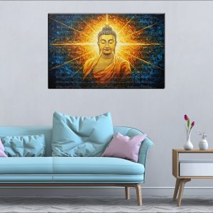 Radiant Gold Buddha Light Canvas | Buddha | Spiritual Art | Home Decor | Single Panel Canvas Nepal | Custom Canvas Print Nepal | Wall Painting | wall art nepal | Wallpaper Nepal | Stunning Mural print