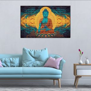 Blue Meditating Buddha Canvas | Buddha | Spiritual Art | Home Decor | Single Panel Canvas Nepal | Custom Canvas Print Nepal | Wall Painting | wall art nepal | Wallpaper Nepal | Stunning Mural print