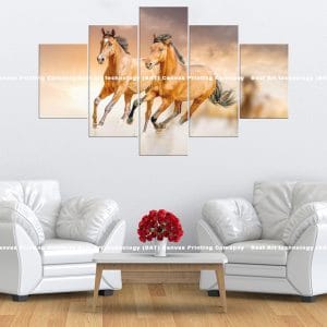 Two Brown Horses Canvas Print | Two Horses | Brown Horses | Running | Galloping | Animal Art | Home Decor | Custom Canvas Print Nepal | Custom Murals Print Nepal | Wallpaper Art