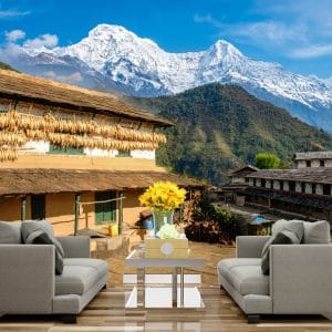 Nepal Village Himalaya Mural Print | Rural Decor | Nepal Wallpaper | Village Scene | Himalayan View | Custom Canvas and Murals Print Nepal