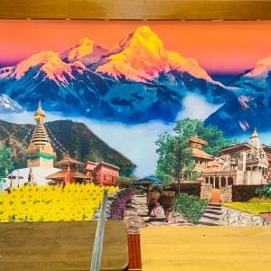 Kathmandu Valley Sunrise View Mural Print | Nepal Culture Decor | Kathmandu Wallpaper | Himalayan Sunrise Mural | Swayambhunath Art | Traditional Architecture | Custom Mural Print Nepal | Custom Canvas Print Nepal