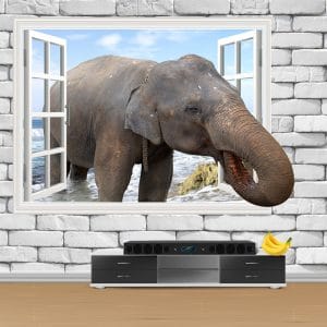 Elephant Window Mural Print | Wildlife Wall Decor Nepal | Nature Art | Animal Mural | Custom Mural Print Nepal | Custom Canvas Print Nepal
