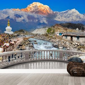 Nepal Stupa Himalaya Mural Print | Culture Decor | Nepal Wallpaper | Buddhist Stupa Art | Custom Canvas and Murals Print Nepal