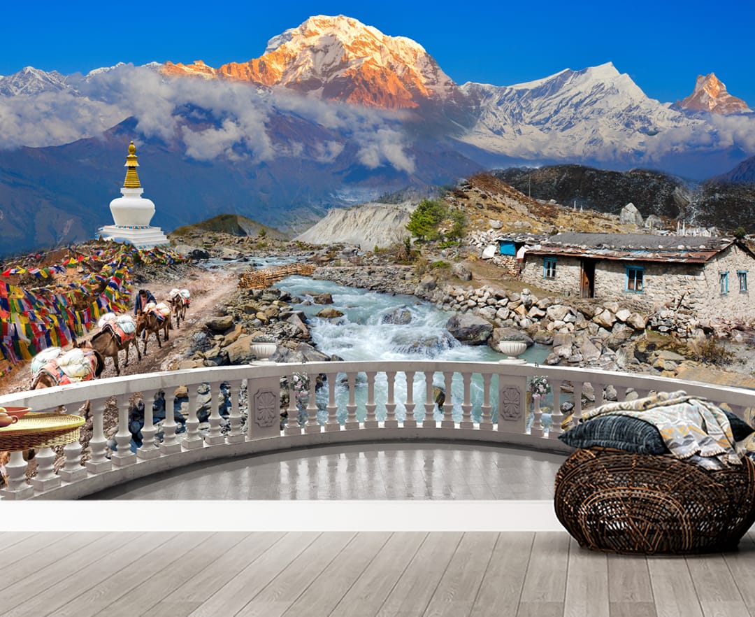 Nepal Stupa Himalaya Mural Print Nepal Stupa Himalaya Mural Print | Culture Decor | Nepal Wallpaper | Buddhist Stupa Art | Custom Canvas and Murals Print Nepal