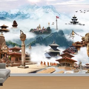 Kathmandu Valley Heritage Nepal Mural Print | Culture Decor | Nepal Wallpaper | Heritage Sites | Ancient Temples | Custom Canvas and Murals Print Nepal