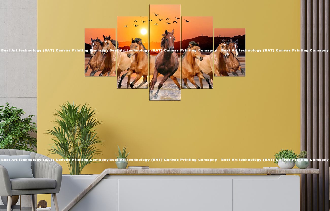 Seven Wild Horses Canvas Seven Wild Horses Canvas Print | Wild Horses | Sunrise | Dusty Plain | Galloping | Animal Art | Home Decor | Custom Canvas Print Nepal | Custom Murals Print Nepal | Wallpaper Art