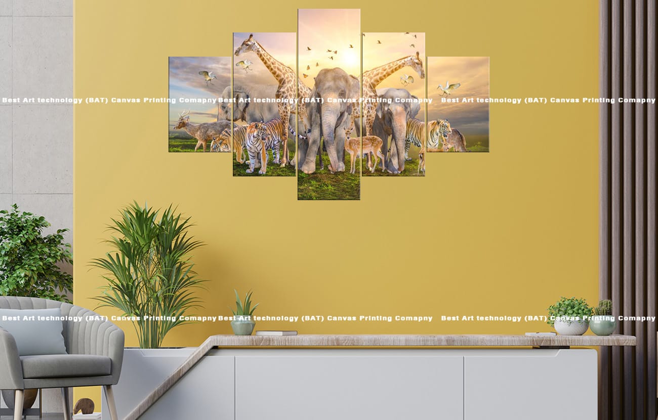 African Animals Sunset Canvas African Animals Sunset Canvas Print | African Animals | Sunset | Savannah | Elephants | Giraffes | Zebras | Tigers | Wildlife | Animal Art | Home Decor | Custom Canvas Print Nepal | Custom Murals Print Nepal | Wallpaper Art