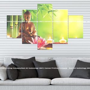 Buddha Bamboo Candle Canvas | Buddha | Bamboo | Candles | Lotus | Nature Art | Spiritual Art | Home Decor | Multi Panel Canvas Nepal | Custom Canvas Print Nepal | Wall Painting | wall art nepal