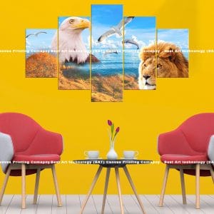 Eagle Lion Coast Canvas Print | Eagle | Lion | Coast | Seagulls | Wildlife | Animal Art | Home Decor | Custom Canvas Print Nepal | Custom Murals Print Nepal | Wallpaper Art