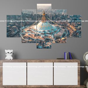 Boudhanath Stupa Aerial Canvas | Boudhanath | Stupa | Kathmandu | Nepal | Aerial View | Architecture | Cultural Art | Home Decor | Multi Panel Canvas Nepal | Custom Canvas Print Nepal | Wall Painting | wall art nepal