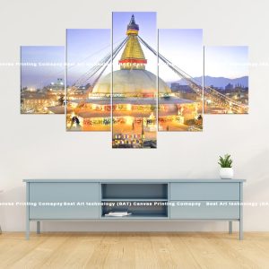 Boudhanath Stupa Nepal Canvas | Boudhanath | Stupa | Nepal | Kathmandu | Twilight | Buddhist Art | Home Decor | Multi Panel Canvas Nepal | Custom Canvas Print Nepal | Wall Painting | wall art nepal