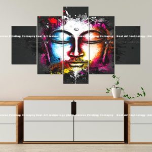 Buddha Abstract Paint Canvas | Buddha | Abstract Art | Paint Splashes | Colorful | Spiritual Art | Home Decor | Multi Panel Canvas Nepal | Custom Canvas Print Nepal | Wall Painting | wall art nepal