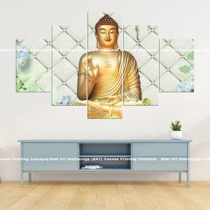 Golden Blessing Buddha Canvas | Golden Buddha | Blessing | Buddha Statue | Auspicious | Spiritual Art | Home Decor | Multi Panel Canvas Nepal | Custom Canvas Print Nepal | Wall Painting | wall art nepal