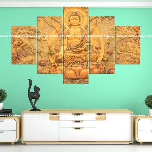 Golden Smiling Buddha Canvas | Golden Buddha | Smiling Buddha | Buddha | Joyful | Spiritual Art | Home Decor | Multi Panel Canvas Nepal | Custom Canvas Print Nepal | Wall Painting | wall art nepal