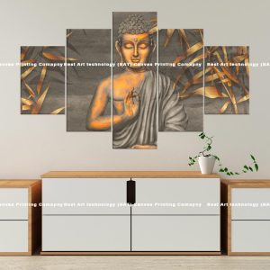Buddha Gold Glow Bamboo Canvas | Buddha | Gold Glow | Bamboo | Serene | Spiritual Art | Home Decor | Multi Panel Canvas Nepal | Custom Canvas Print Nepal | Wall Painting | wall art nepal