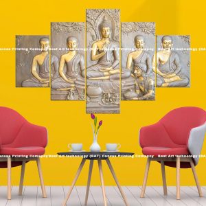 Buddha Disciples Relief Canvas | Buddha | Disciples | Relief | Carved Style | Buddhist Art | Spiritual Art | Home Decor | Multi Panel Canvas Nepal | Custom Canvas Print Nepal | Wall Painting | wall art nepal