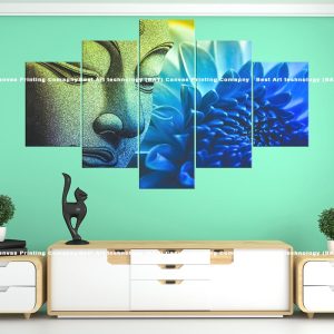 Buddha Dahlia Canvas | Buddha | Dahlia | Flower | Blue | Serene | Spiritual Art | Home Decor | Multi Panel Canvas Nepal | Custom Canvas Print Nepal | Wall Painting | wall art nepal