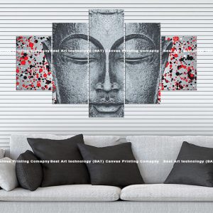 Grey Buddha Abstract Canvas | Grey Buddha | Buddha | Abstract Art | Red | Black | Spiritual Art | Home Decor | Multi Panel Canvas Nepal | Custom Canvas Print Nepal | Wall Painting | wall art nepal