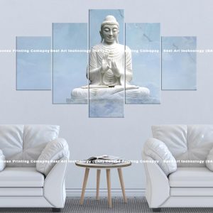 White Marble Buddha Canvas | White Buddha | Marble Buddha | Buddha Statue | Meditation | Spiritual Art | Home Decor | Multi Panel Canvas Nepal | Custom Canvas Print Nepal | Wall Painting | wall art nepal