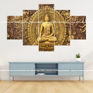 Golden Buddha Relief Canvas | Golden Buddha | Buddha | Relief | Carving | Buddhist Art | Spiritual Art | Home Decor | Multi Panel Canvas Nepal | Custom Canvas Print Nepal | Wall Painting | wall art nepal
